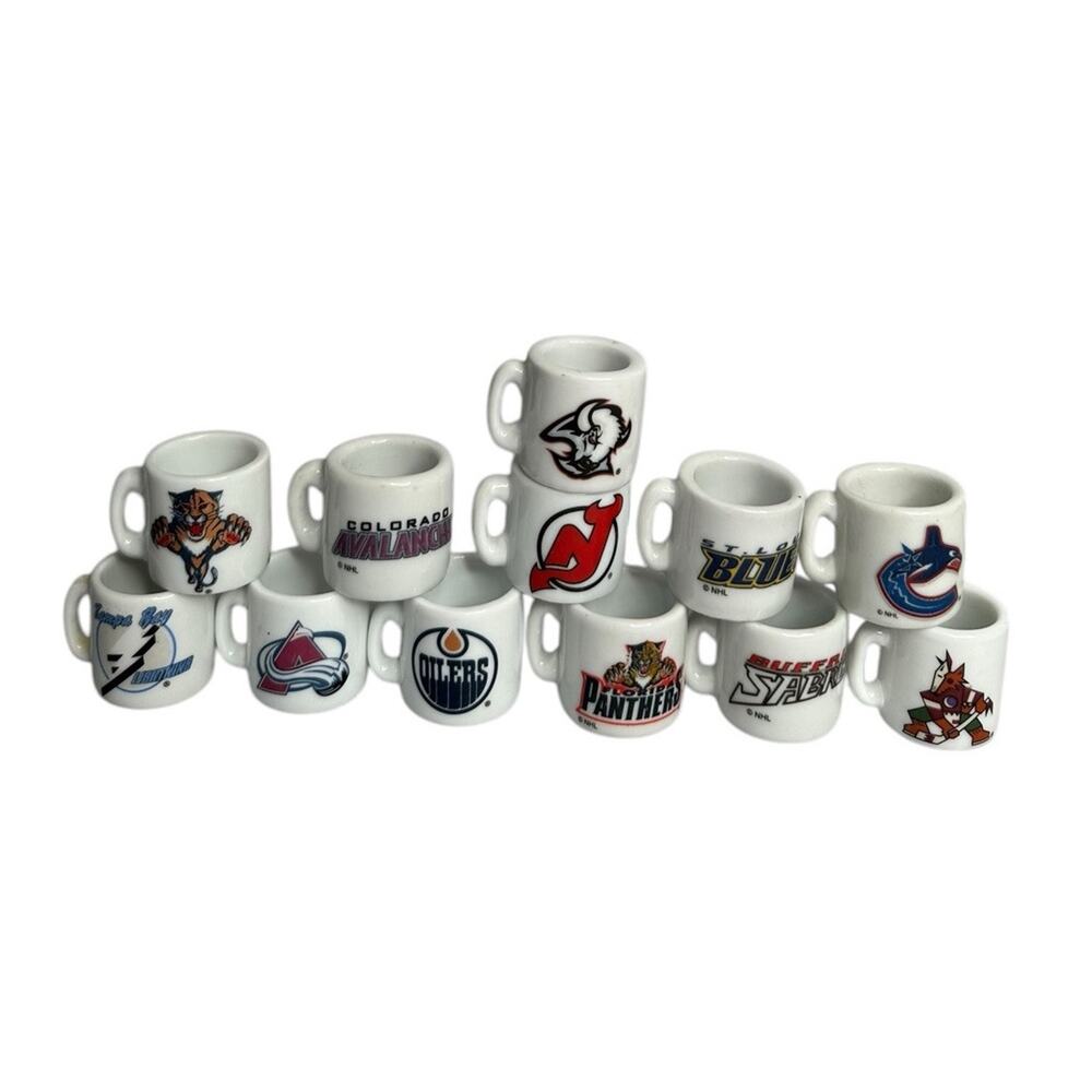 NHL Teams Mini Ceramic Coffee Mugs‎ Team Logo 1" Cups Lot of 12 Sports Bar Decor